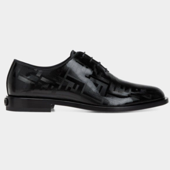 Fendi FF Vernice Chain Link Lace-Up Oxfords Black Men’s Size 7 main image 4